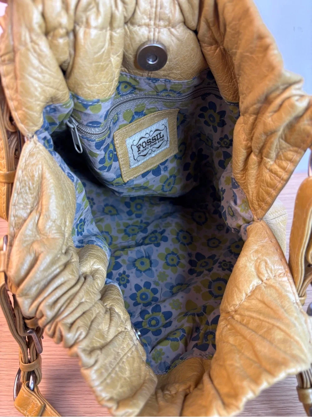 Vintage Fossil Yellow Soft Leather Slouchy Hobo Bag